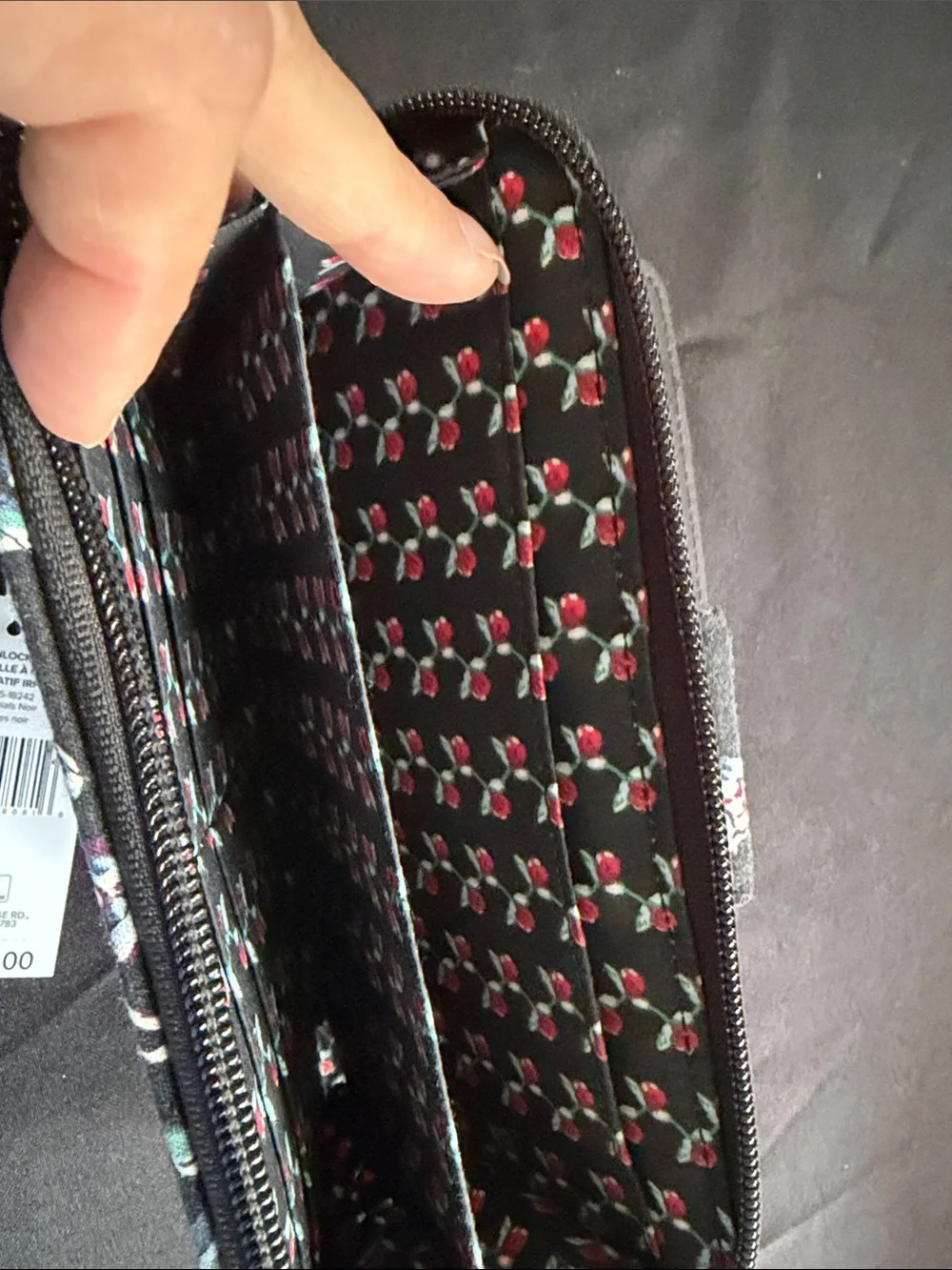 Vera Bradley Black Quilted Wallet with Red Floral Print - Picture 10 of 10